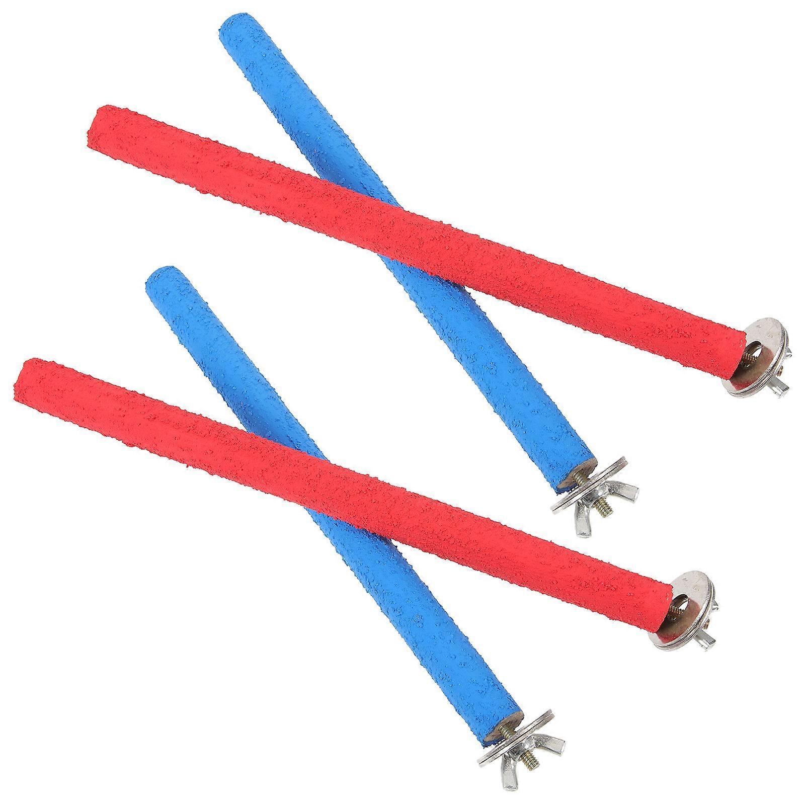 4pcs Colorful Parrot Perch Bird Cage Toy with Wooden Frame for Sharpening Claws and Beak