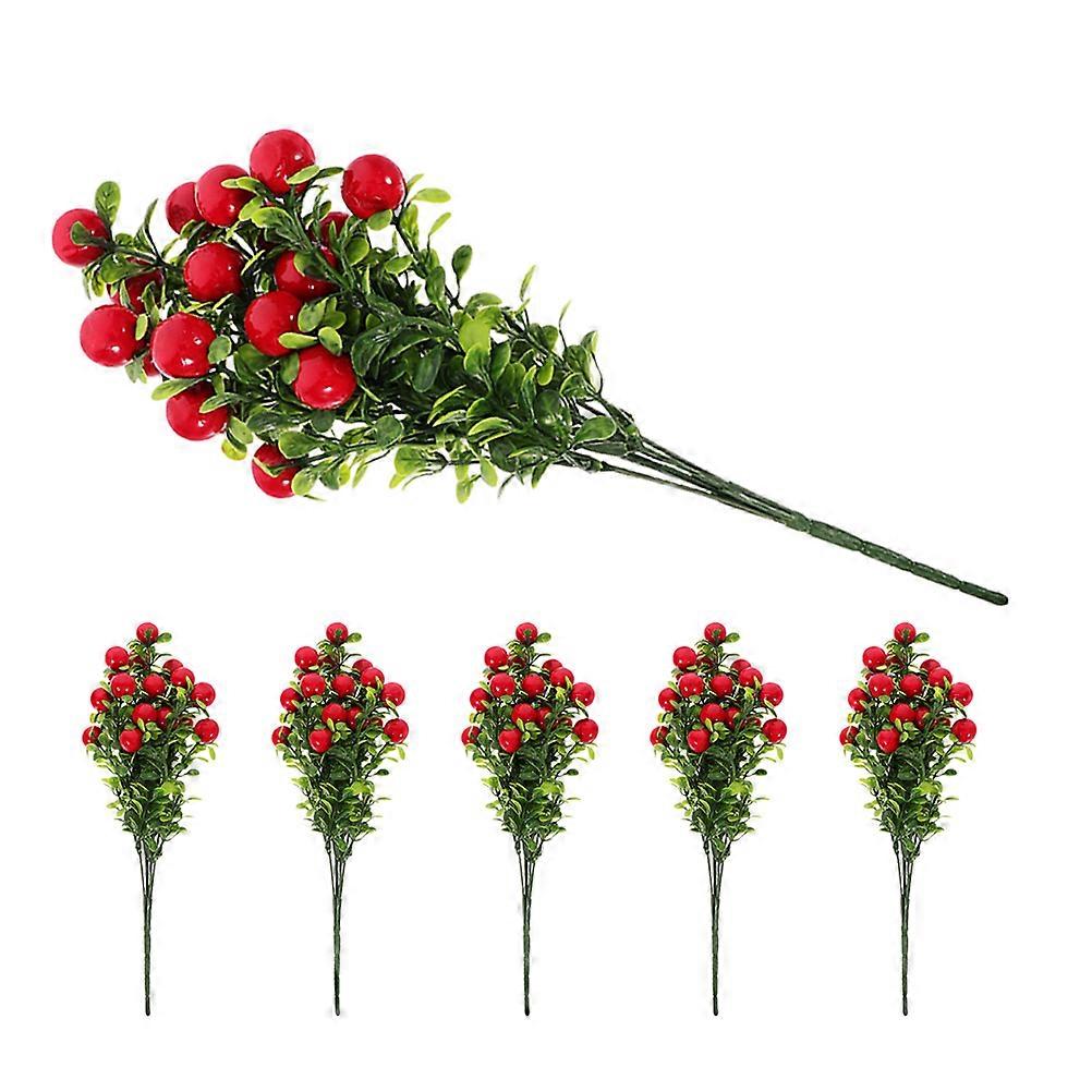 6pcs Artificial Red Cherry Stems, Durable & Wear Resistant Fake Fruit Branches for Home, Office, Wedding Floral Arrangements & Desktop Decoration