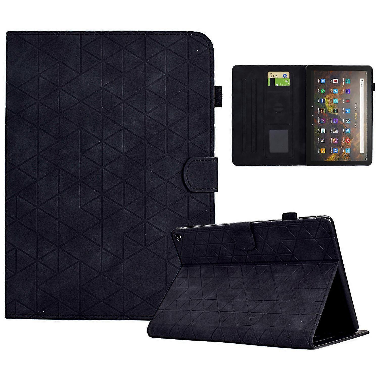 TKdaddy För Amazon Fire HD 10 Plus (2021) HD 10 (2021) Fodral Anti-repor PU Läder Stativ Auto Wake Sleep Tablettskydd Svart