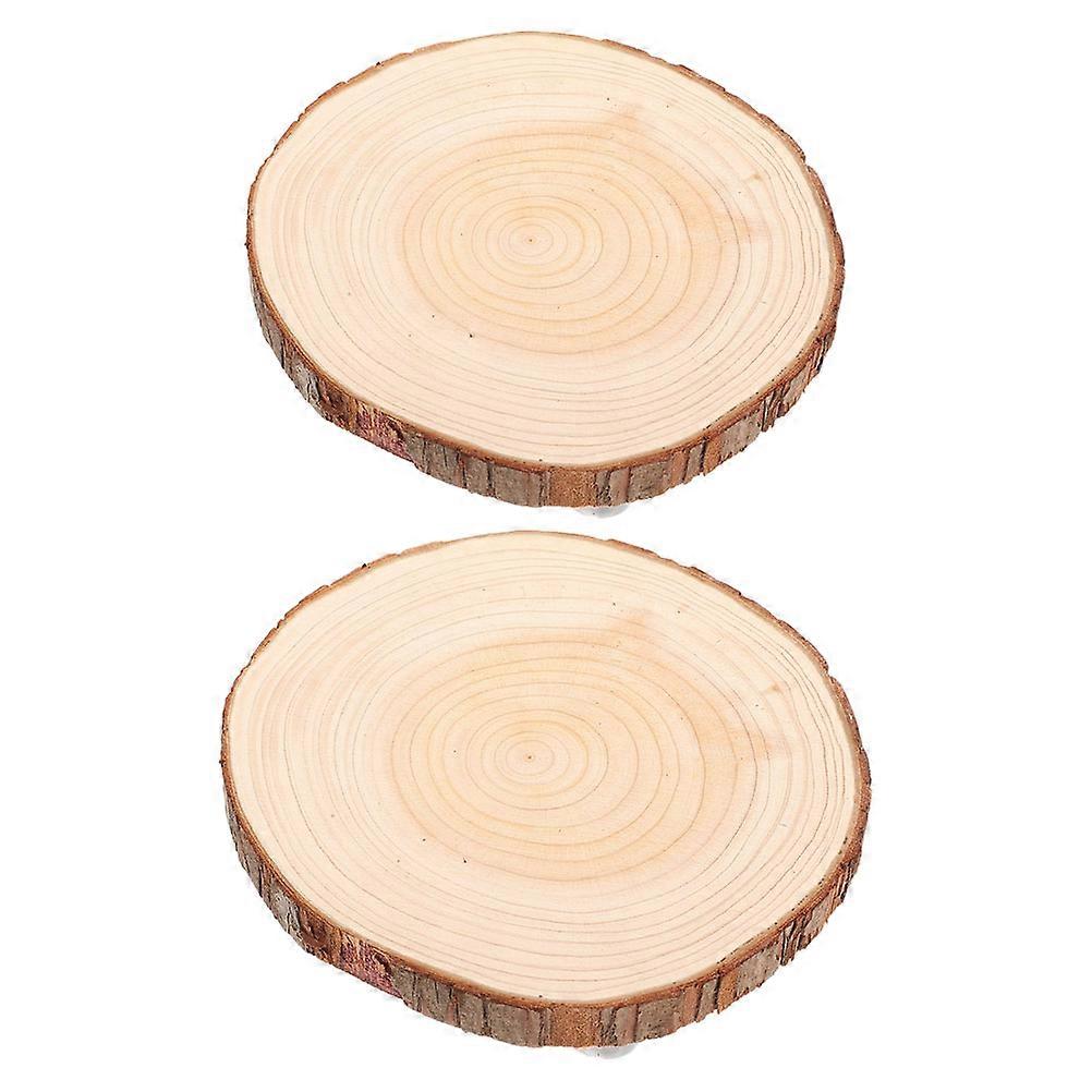 2PCS Wooden Plant Stands Round Wood Plate Stand for Kids Use Brown Color 8CM 11CM