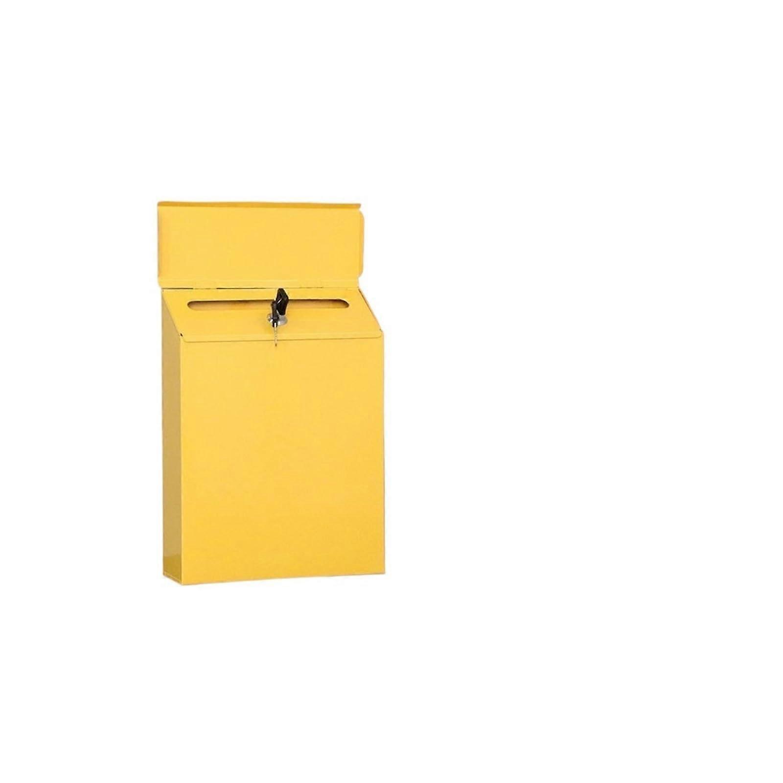 Lockable Mailbox With Key For Payments, Office And Home Use, Rural Areas, Metal Construction, Yellow