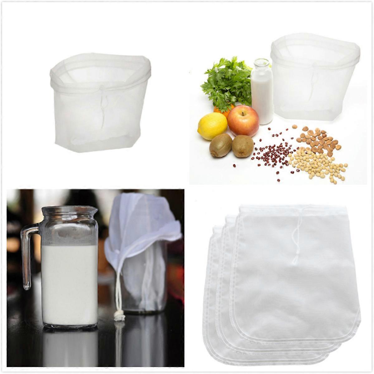 Reusable Soy Milk Filter Bag for Nut Milk Yogurt Cheese Making with Quick Strain and Easy Cleanup 30x30cm White
