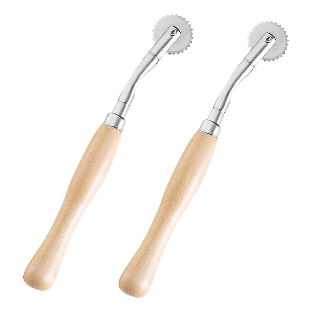 Tailor Tools Tracing Wheel For Sewing Press Seam Tool Round Delimit Scribe Wooden Handle Steel Cloth Wheel 2Set
