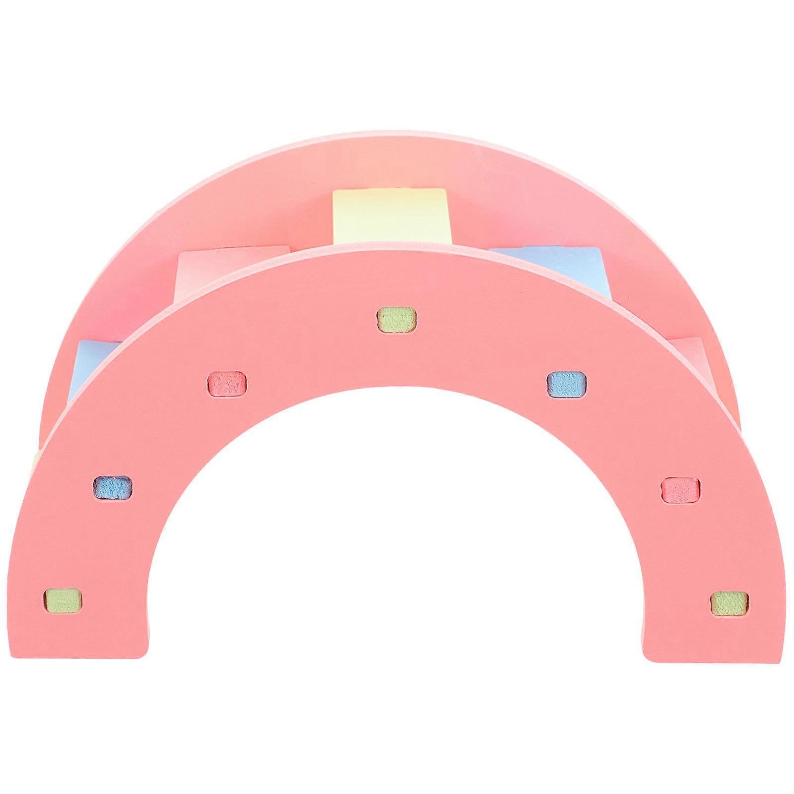 Pet Hamster Bridge with Ladder for Climbing and Exercise – Cage Decoration for Guinea Pigs, Chinchillas and Small Animals – Pink Rainbow Arch