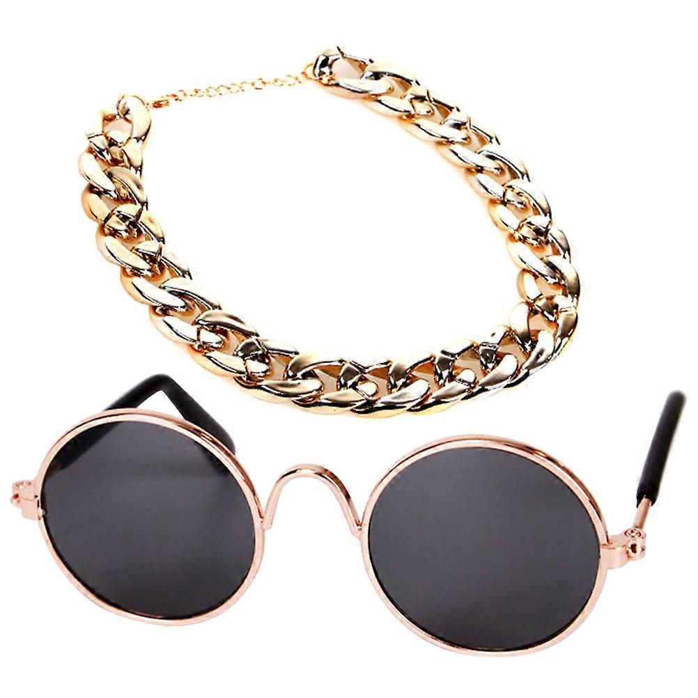 Sunglasses and Necklace Set for Photo Props Cool Seashell Shape Glasses Lightweight Plastic Metal Resin
