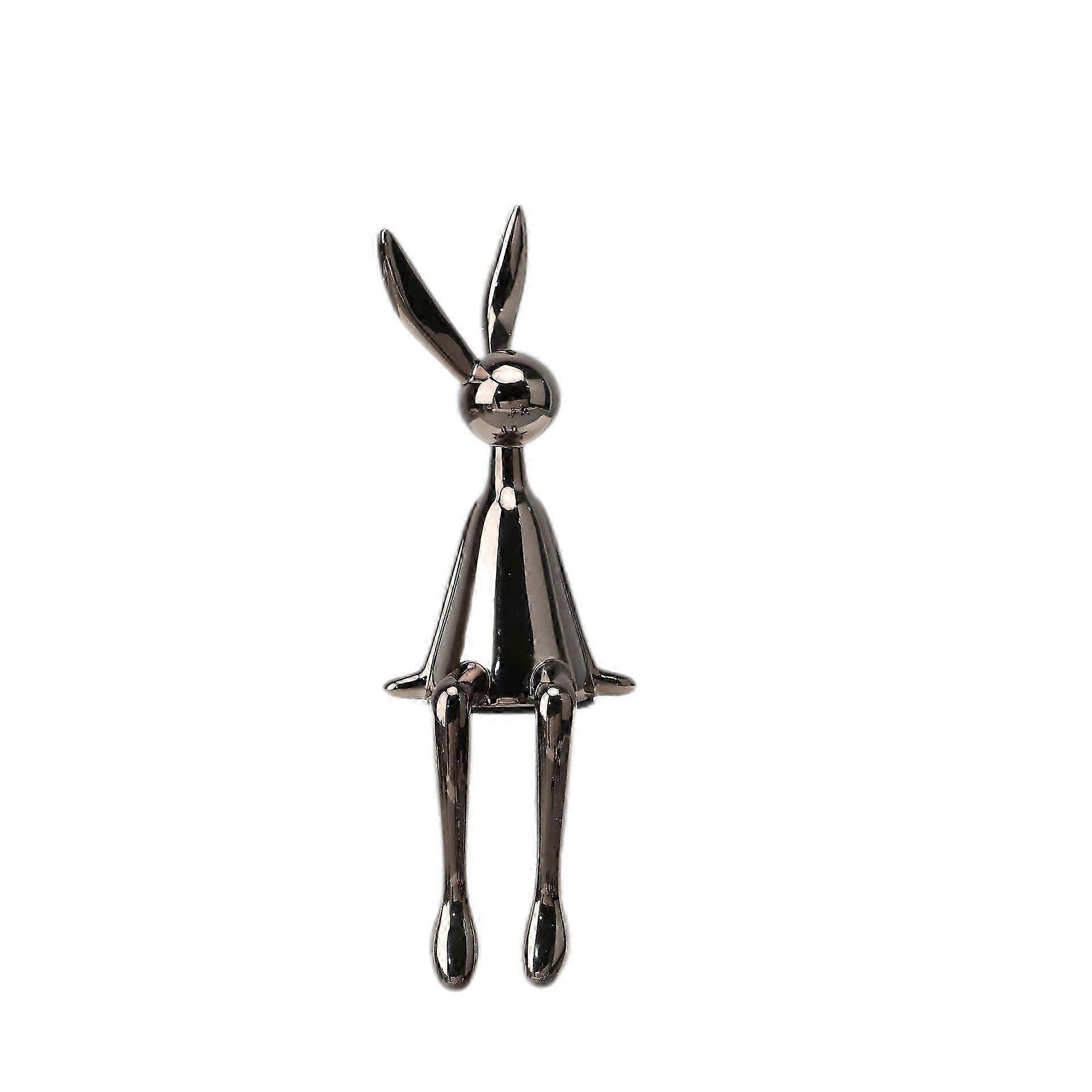 Modern Minimalist Sitting Rabbit Electroplating Blue Silver Gold Home Creative Soft Gun Black Medium 10*10*28cm