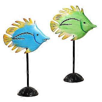 Nowoczesna dekoracja pulpitu Bambusowe figurki zwierząt do użytku w pomieszczeniach Tropikalna rzeźba ryb Home Decor Kształt ryby 2szt