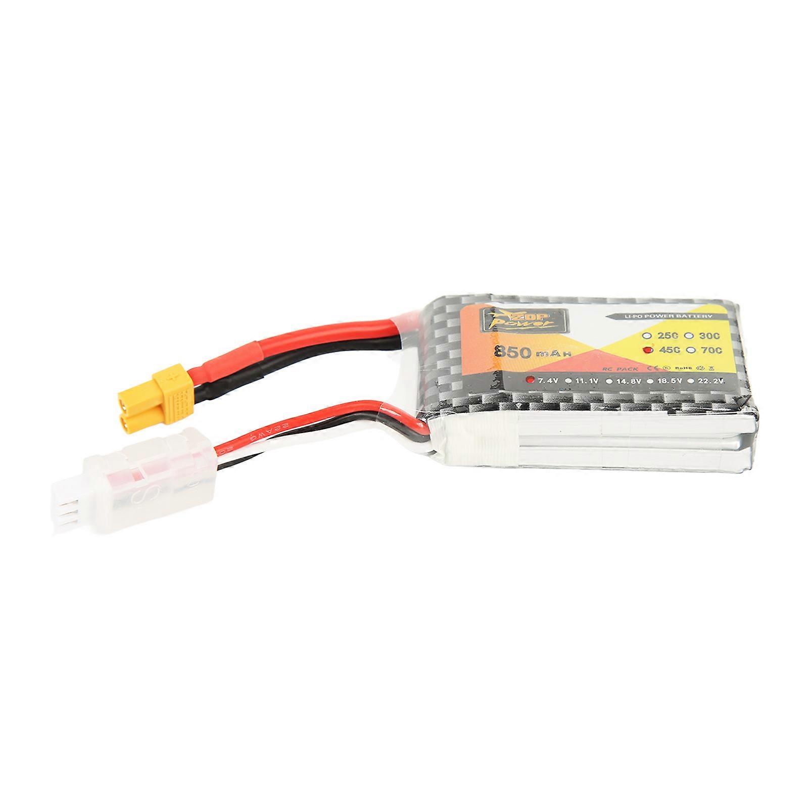 7.4V 850mAh 45C 2S Lipo Battery with XT30 Plug Replacement Accessory for FPV RC Racing Car Quadcopter