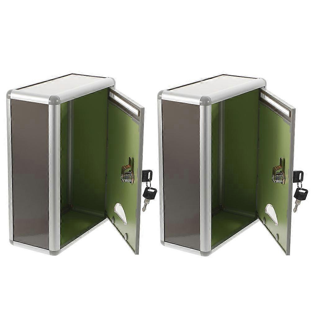 2 Pcs Secure Wall Post Box with Lock for Family Use Grey Metal Simple Design Collecting Feedback