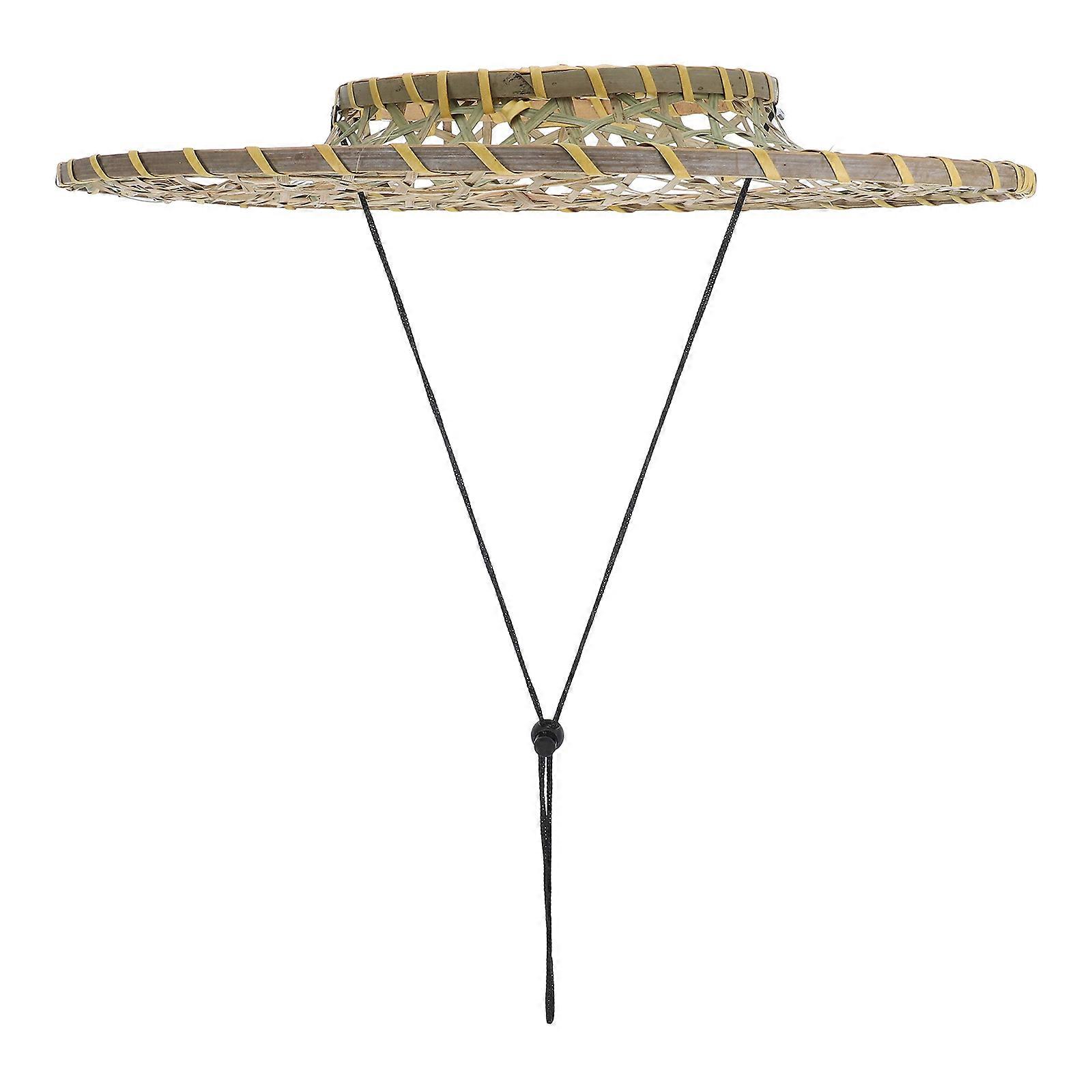 Worgeous 1 Set Woven Hollow Bamboo Hat Traditional Oriental Fisherman Cone Hat