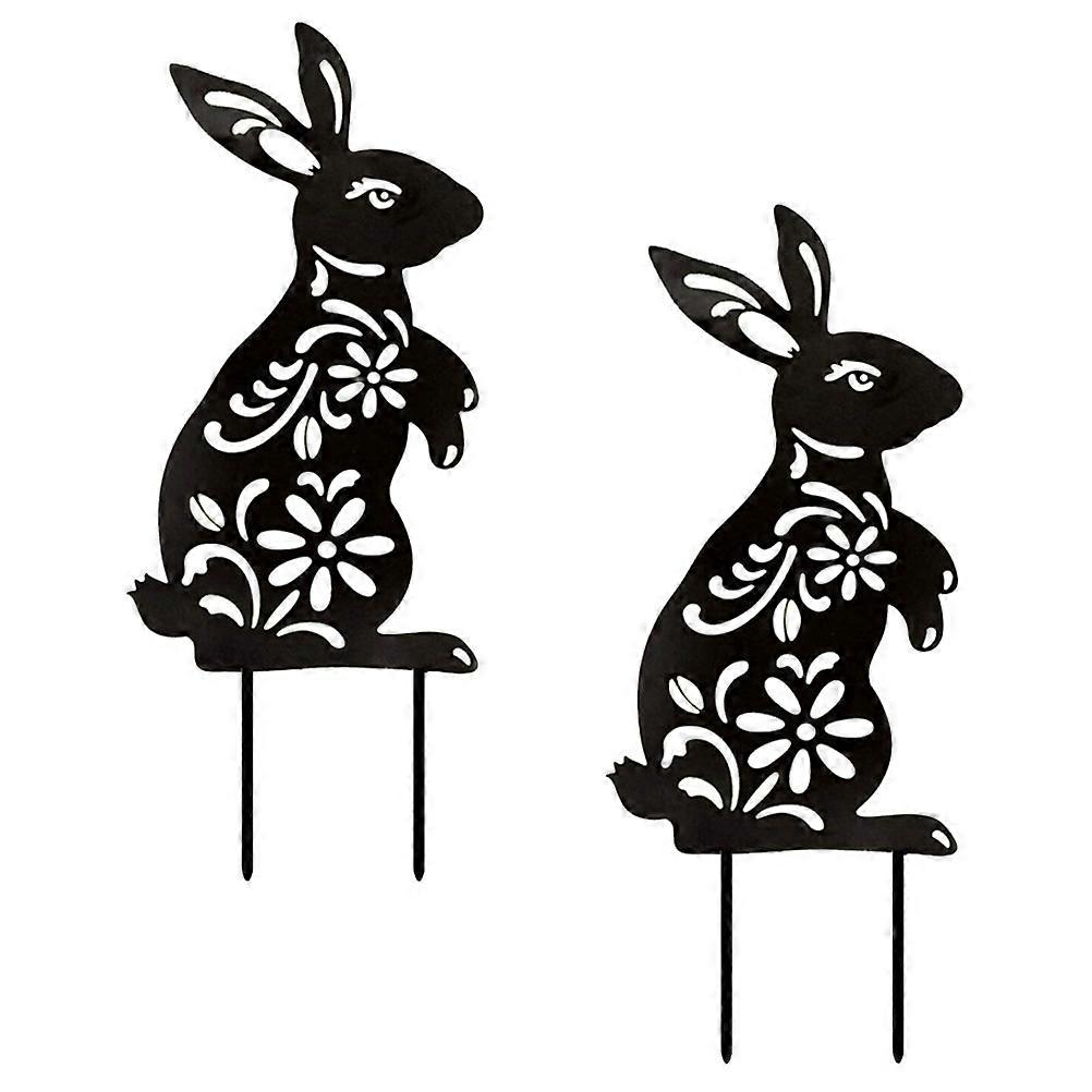 2Pcs Easter Rabbit Garden Stake Decorative Outdoor Sign