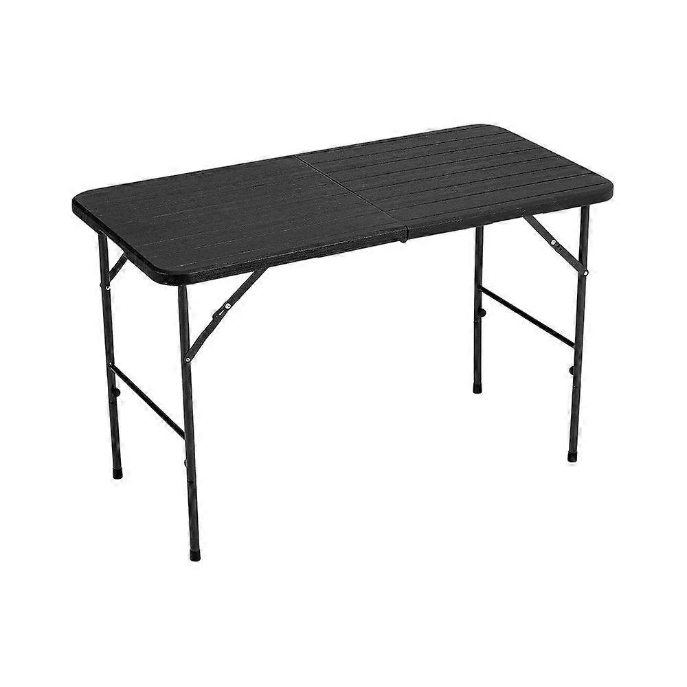 Outdoor Wood Grain Plastic Folding Table Black