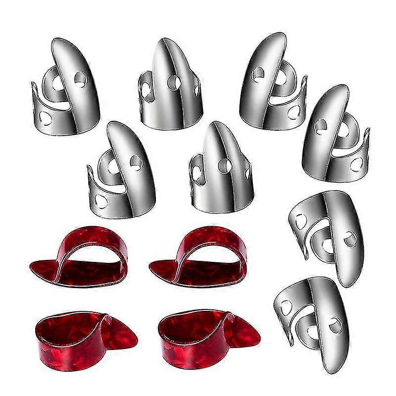 Steel String Guitar Fingerpick Set, 12 Pieces, Stainless Steel + ABS Material, Suitable for Multiple Instruments