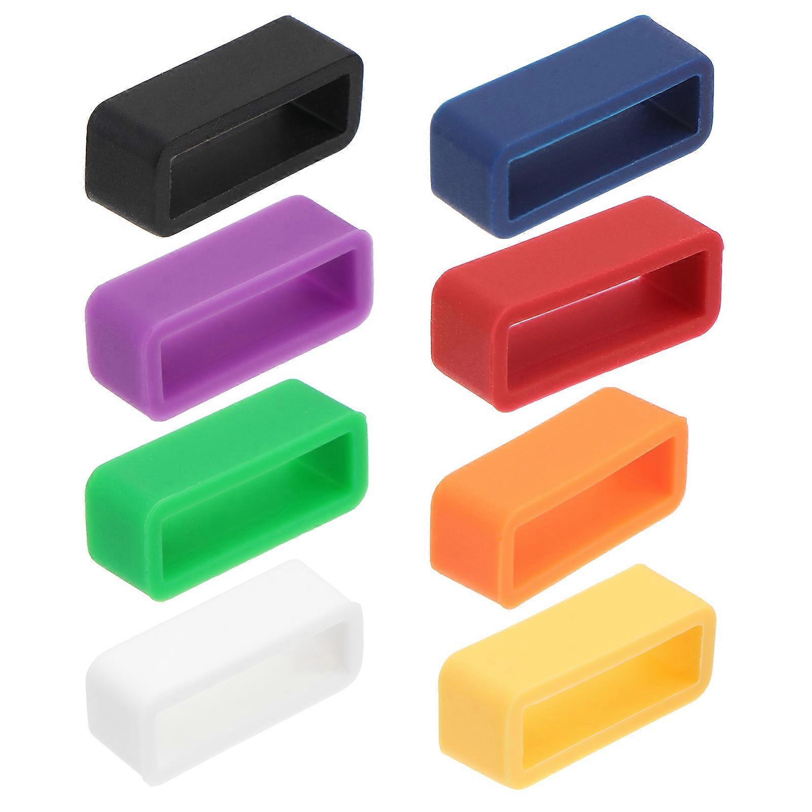 Silicon Watchband Ring Loop Keeper for Watch Anti-Fall Buckle 8Pcs Assorted Color