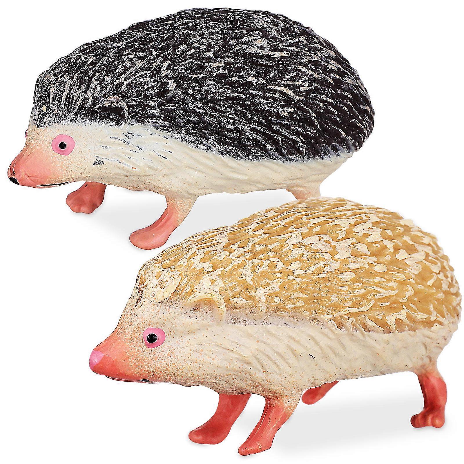 2pcs Realistic Hedgehog Figurines for Micro Landscape Home Decor Animal Ornament Design