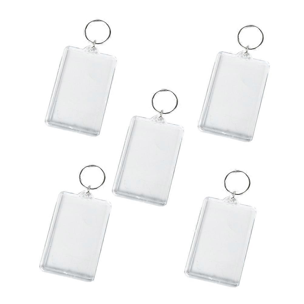 50pcs Acrylic Blank Photo Frame Keychain with Split Ring for DIY Gifts Transparent