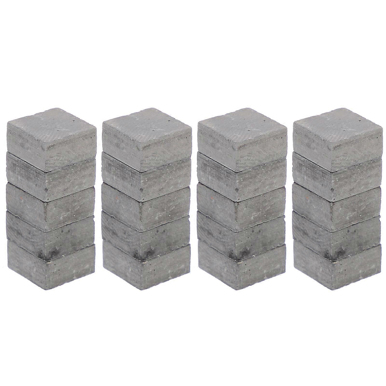 Miniature Grey Bricks Set for DIY Projects with Pottery Clay Material 20 Pcs