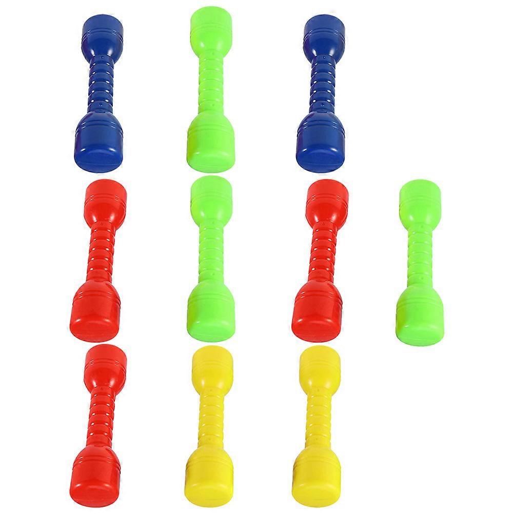 10pcs Lightweight Plastic Dumbbells for Kindergarten Ergonomic Hand Bars for Kids Morning Exercise Barbells for Boys Assorted Colors