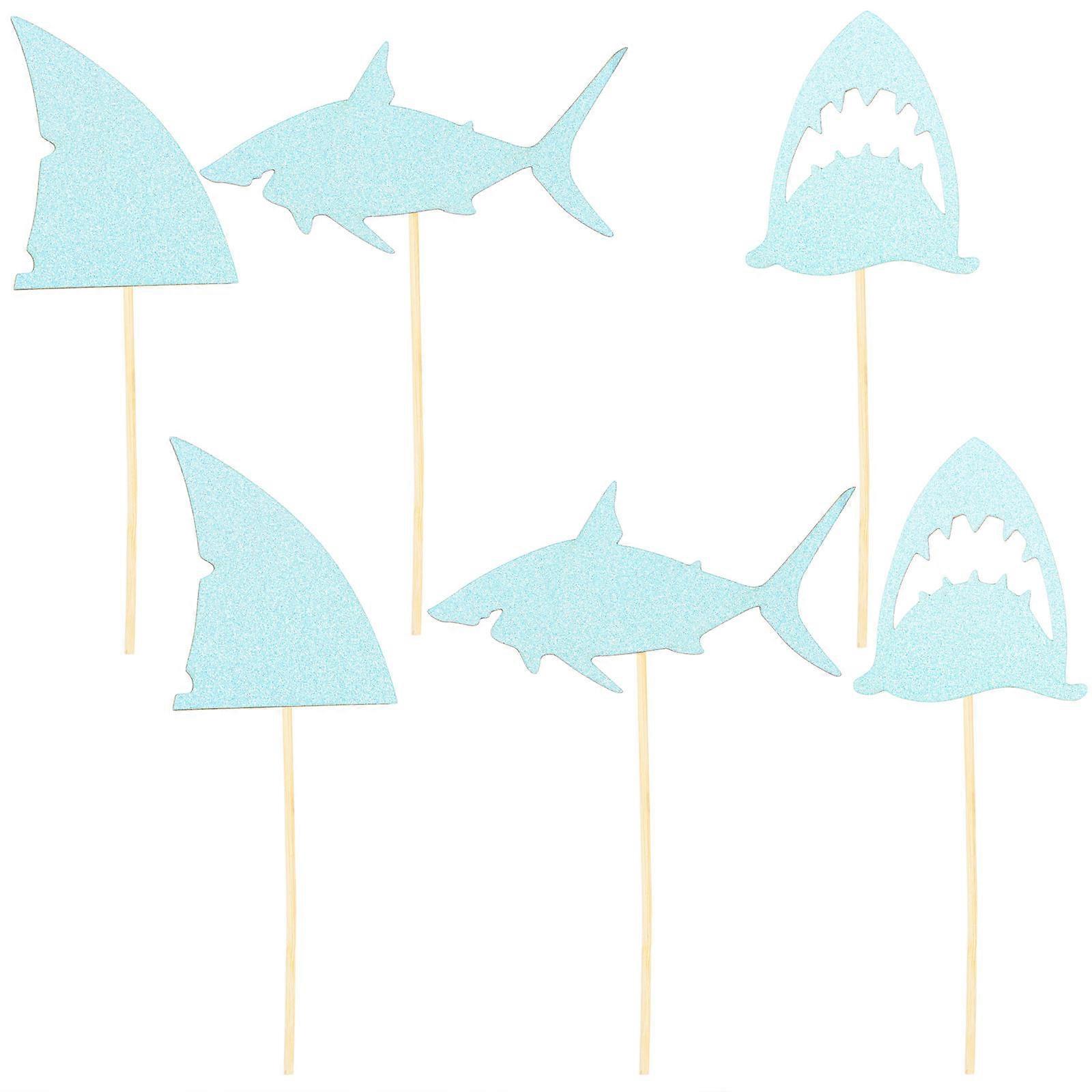 Paper Cake Toppers With Blue Glitter 24Pack For Kids Birthday Party Fun Dessert Decoration