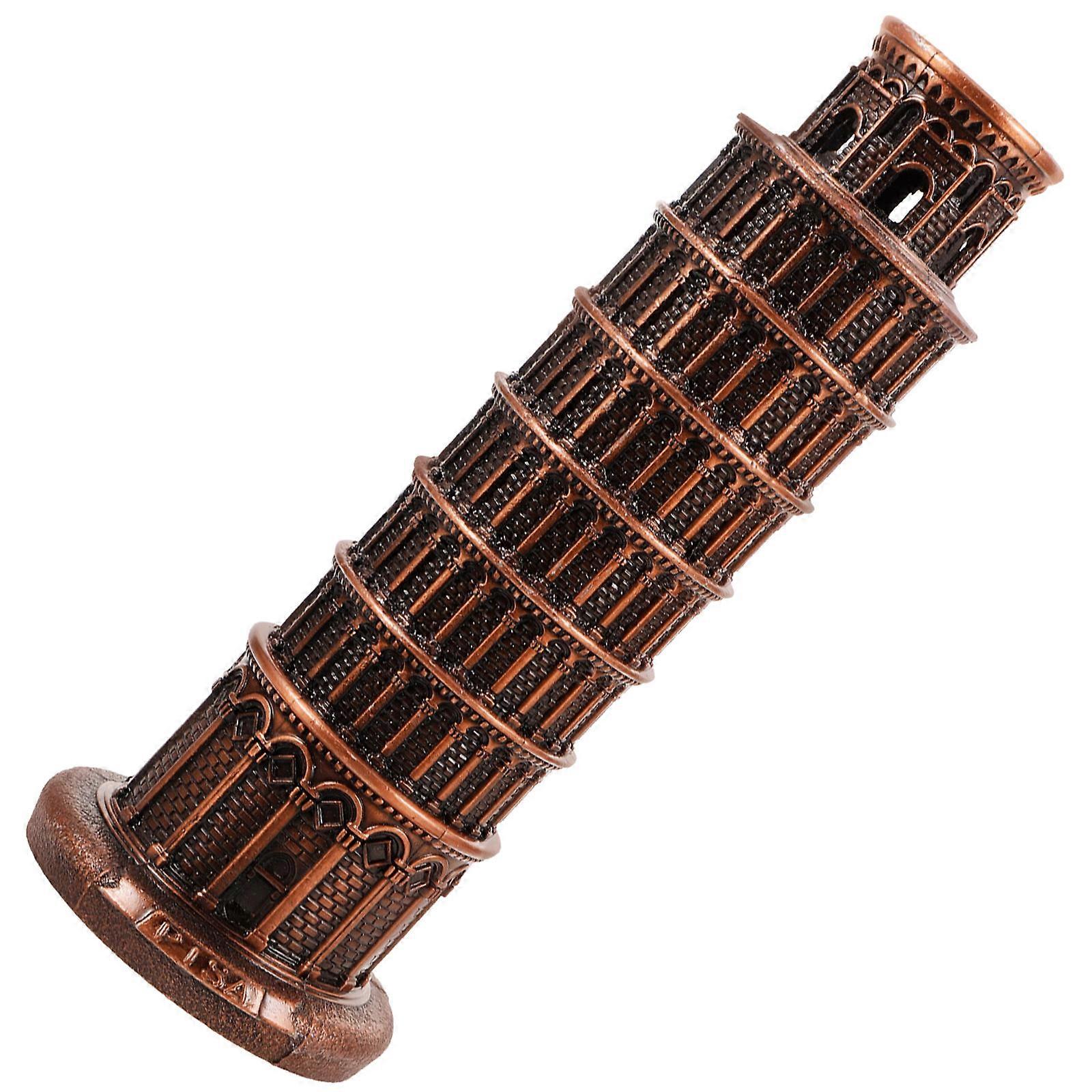 Leaning Tower of Pisa Model Brown Alloy Building Statue for Decoration 3 15 x 2 36 x 0 79 inches