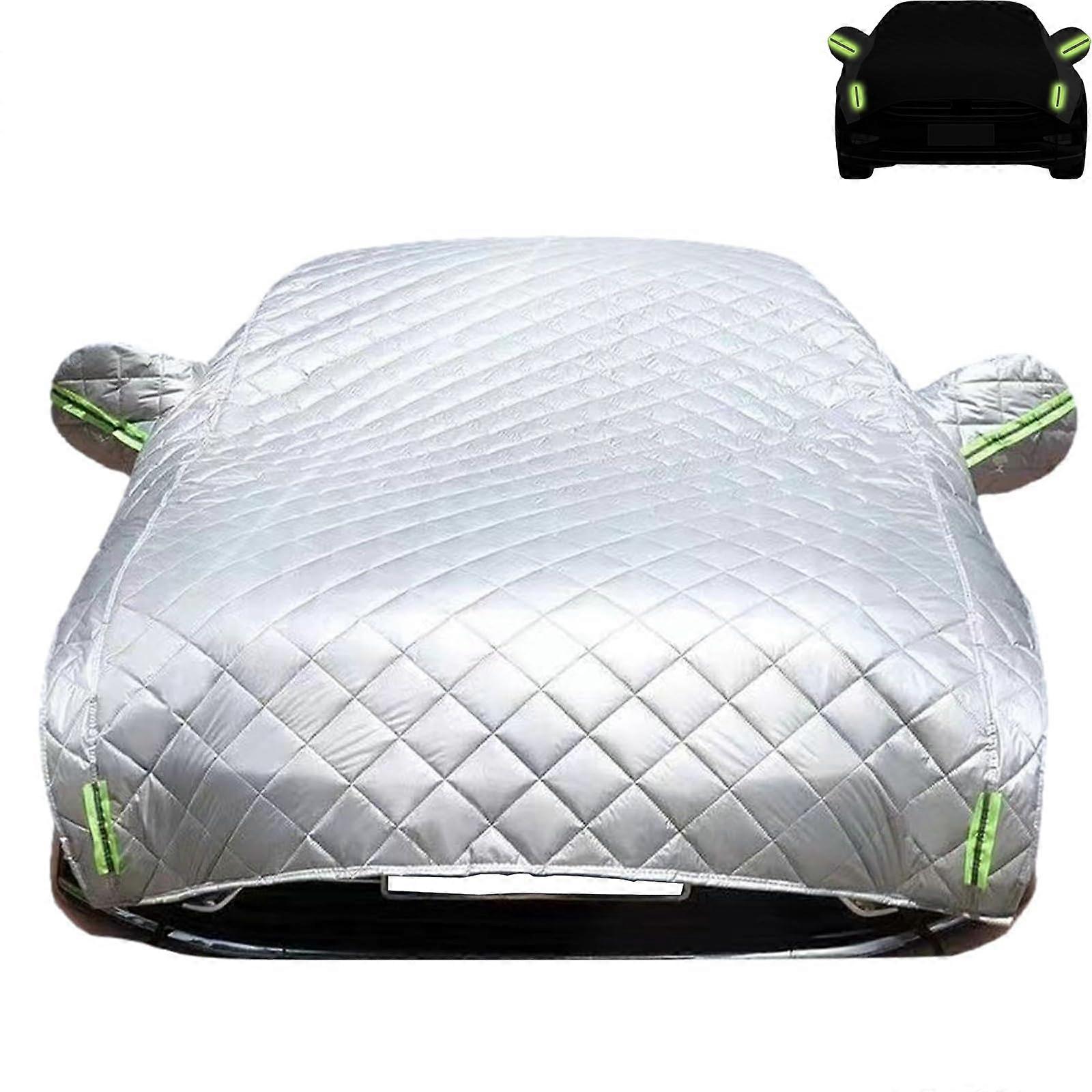 Hail Protector Car Cover, 5-Layer Padded, Waterproof, Universal Fit for SUV/Sedan, White Hatchback