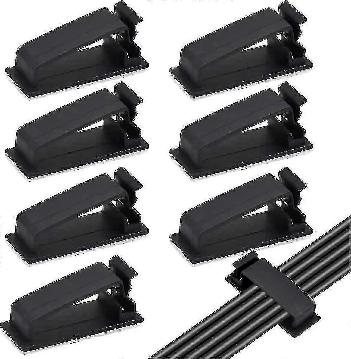 50pcs Black Adhesive Cable Clips, Cable Tidy, Electrical Wire Organizer Cable Management