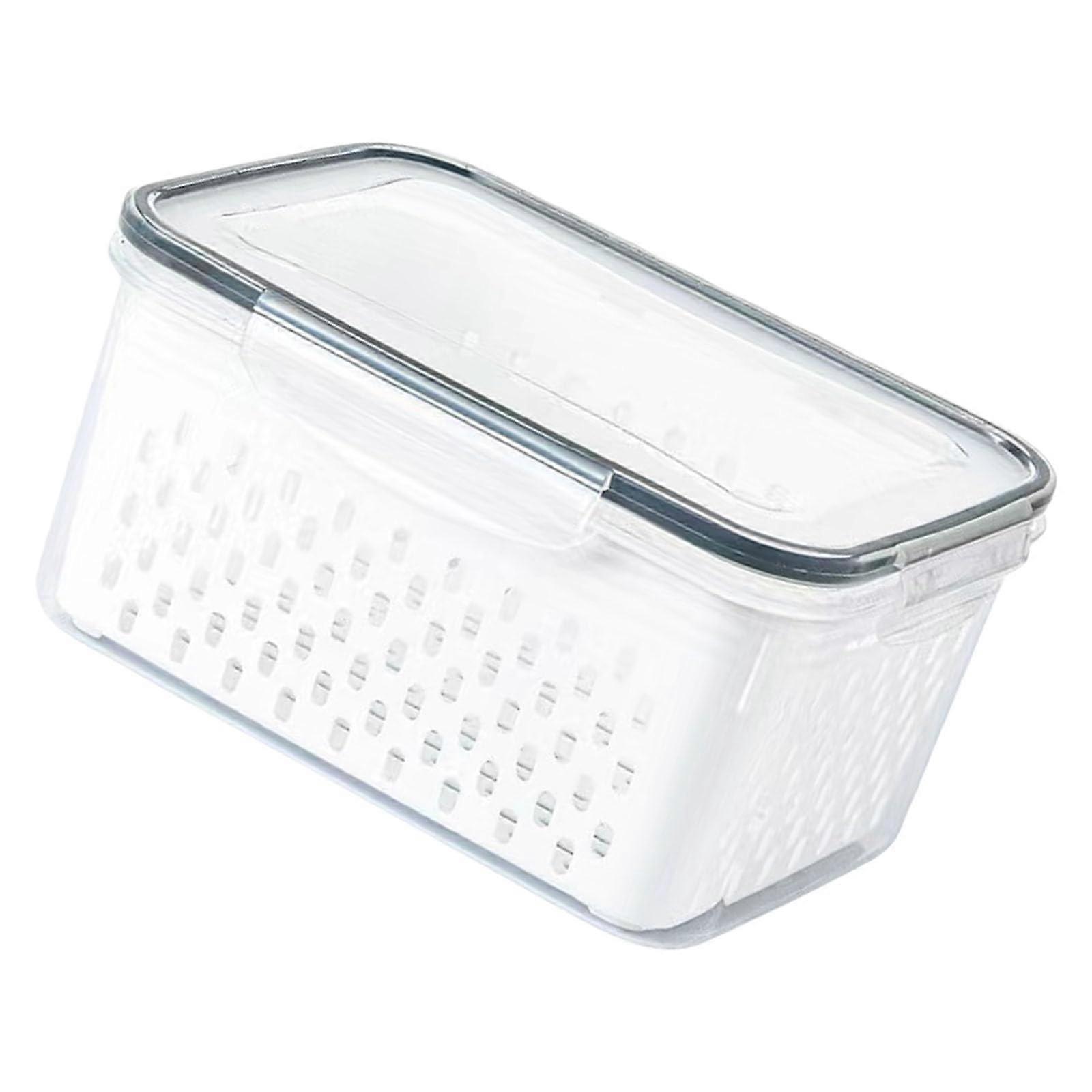 Double Layer Clear Refrigerator Organizers with Removable Strainer, Portable Size for Easy Fruit Storage, 3300ml PP Plastic Container
