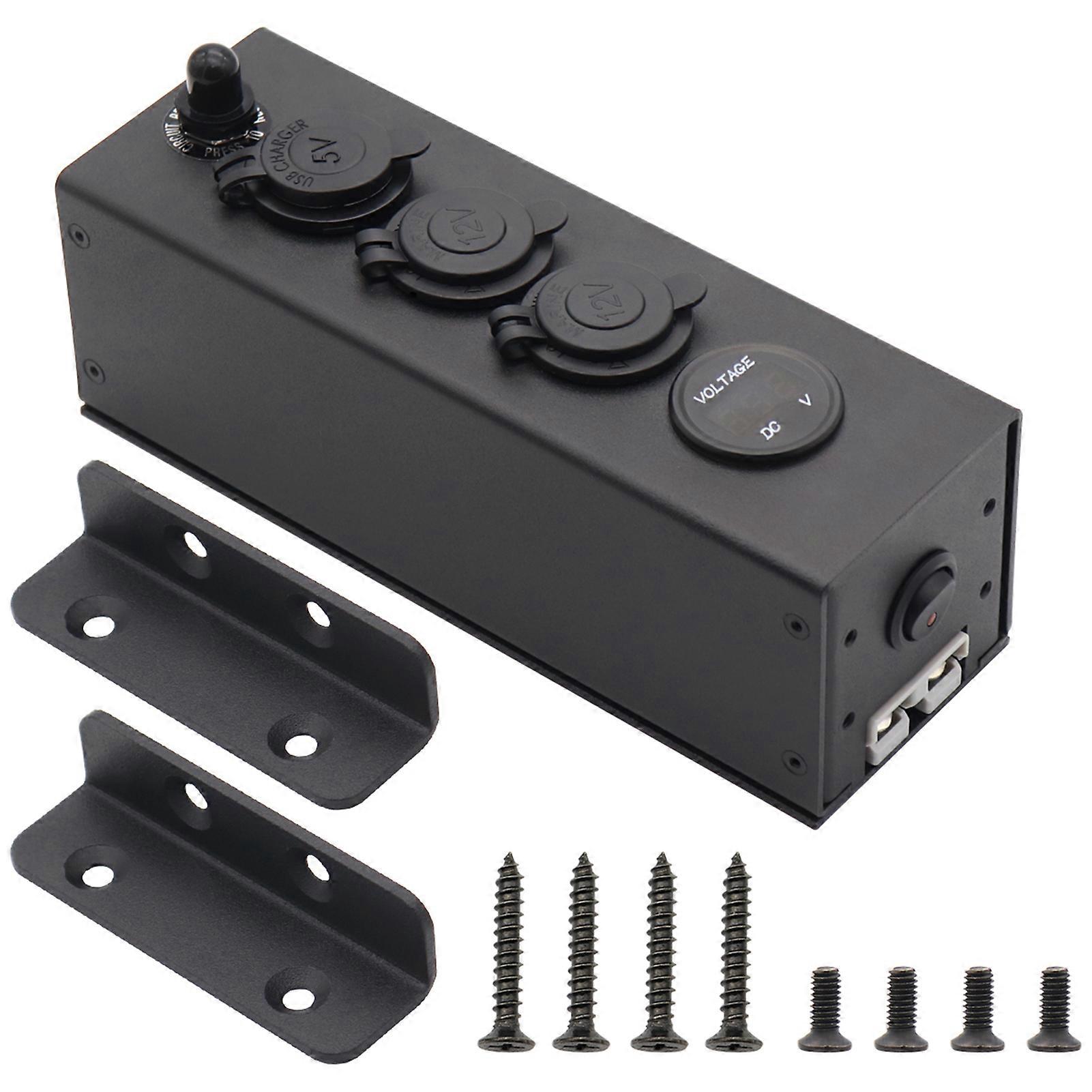 3 in 1 Multifunctional Car Power Box with USB Charger Voltage Meter for Vehicles 12V 24V
