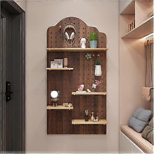 Wooden Pegboard Wall Organizer 60x80cm with Shelf for Home Office Storage and Craft Room - Wall Mounted Design