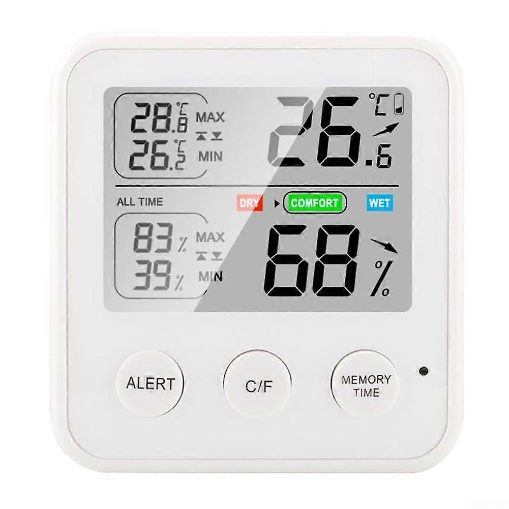 Digital ThermoHygrometer TS-9909-B & TS-9909-W for Home Comfort, Accurate Temperature & Humidity Monitoring, White Color