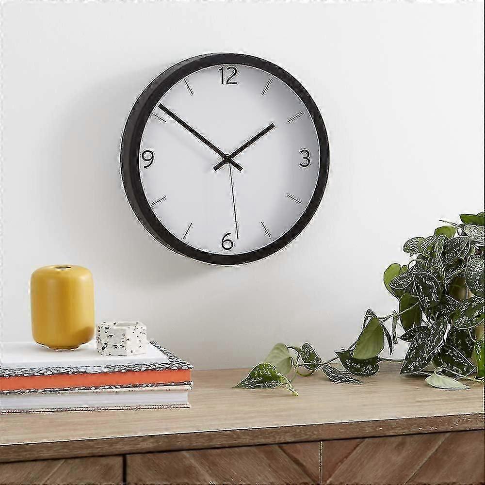 Modern Round Wall Clock, Black, 12 Inches