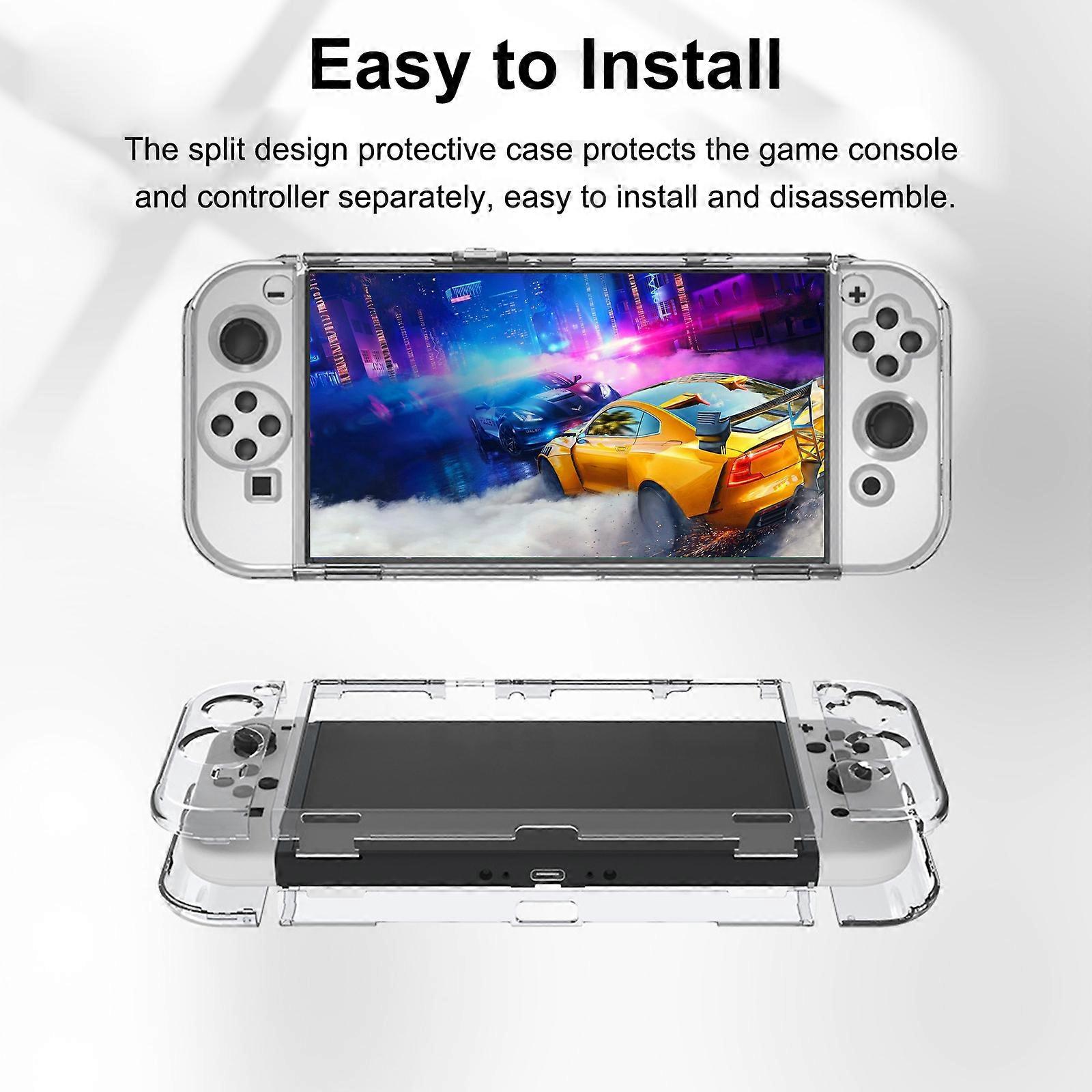 Crystal Clear Protective Cover for Switch OLED: Durable Hard Shell for Console & Controller