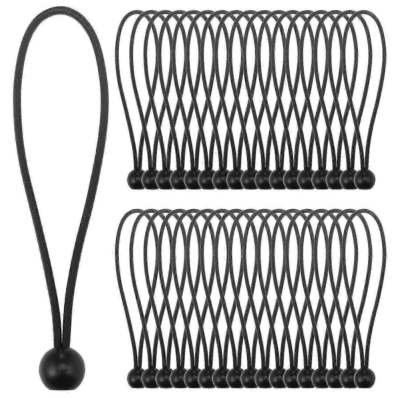 弹力绳，35黑色弹力弹力球（20CM） 防水布弹力绳，耐用的便携式弹力钩，用于横幅、防水布、凉亭、帐篷
