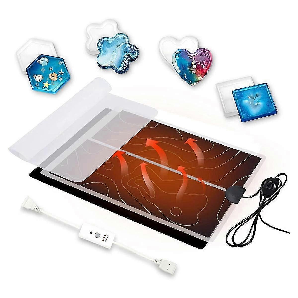 Resin Heating Mat, Epoxy Resin Curing Machine with Timer, Fast Hardening in 2 Hours, with Silicone Mat, for DIY US Plug