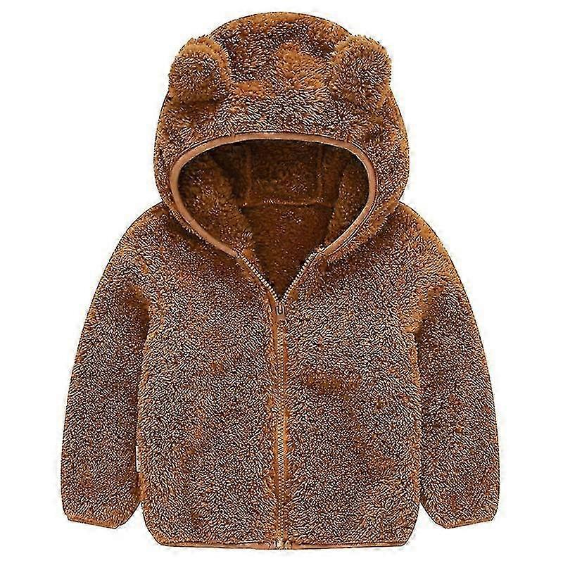 Fleece Teddy Bear hettejakke for barn, varm og fluffy vinterfrakk for gutter og jenter