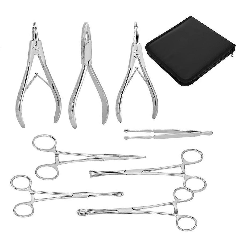 8Pcs Professional Stainless Steel Body Piercing Kit Body Art Tools