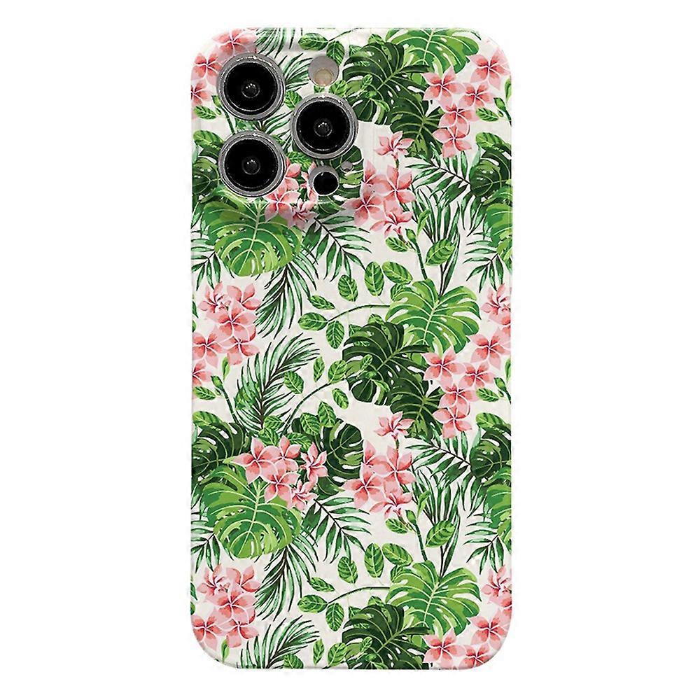Compatible For iPhone 15 Pro Max Case Anti-Scratch Phone Protective Cover Tropical Plant Pattern PC Back Shell