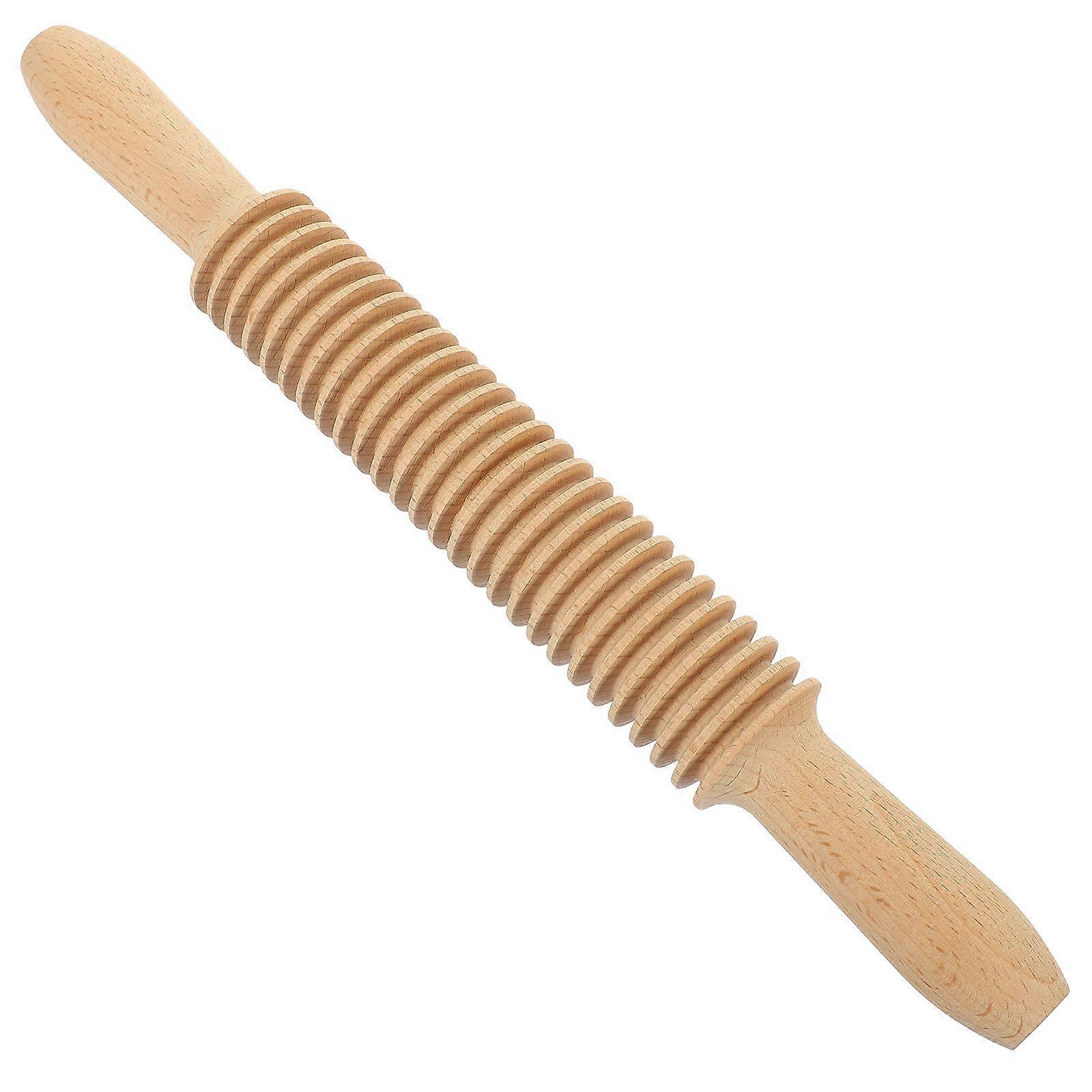 Spaghetti Pasta Cutter Noodle Lattice Roller Dough Cutter Wooden Rolling Pin