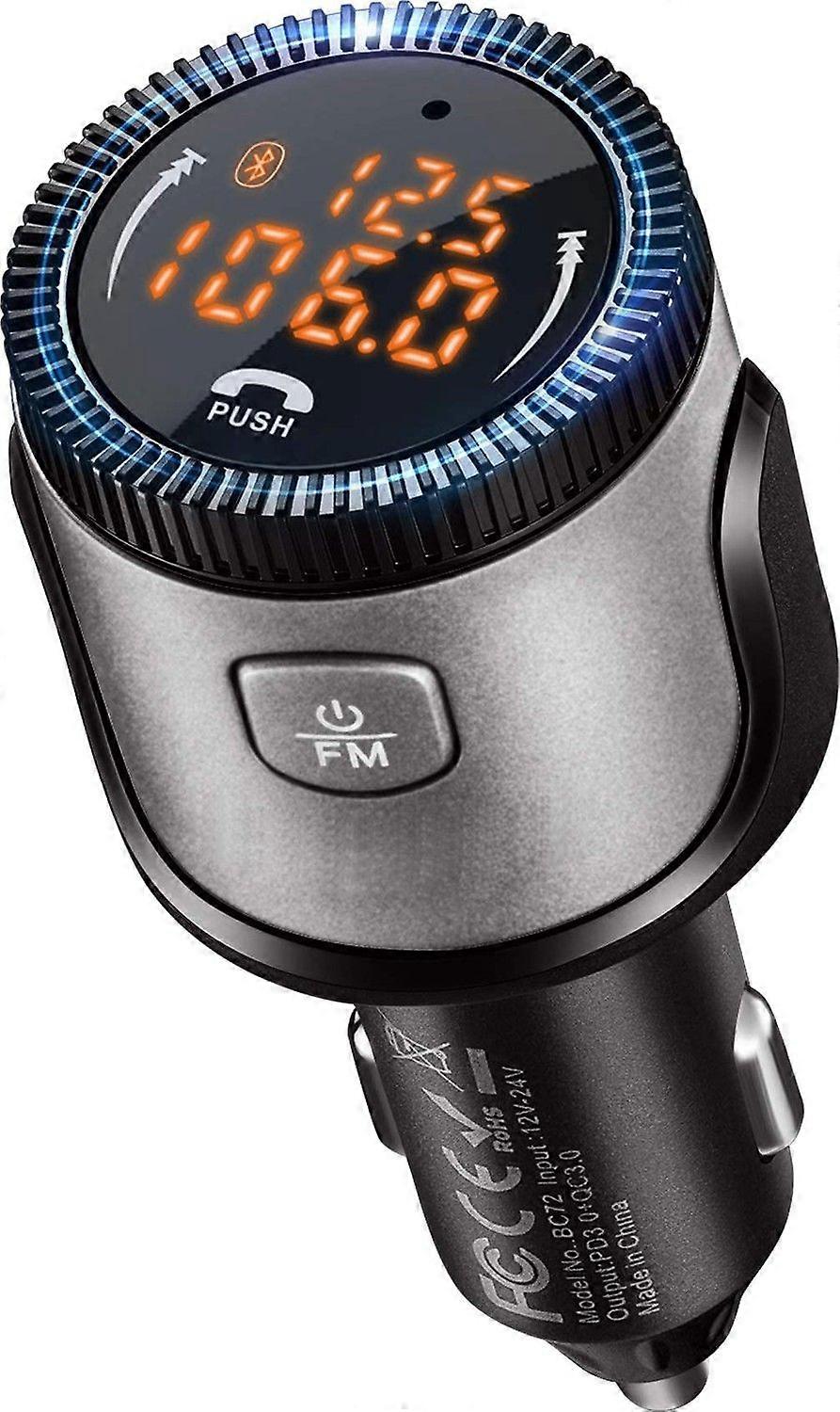 Bluetooth 5.1 FM Transmitter - 36W QC 3.0 + PD 3.0, Hands-Free, Siri Assistant(Black)