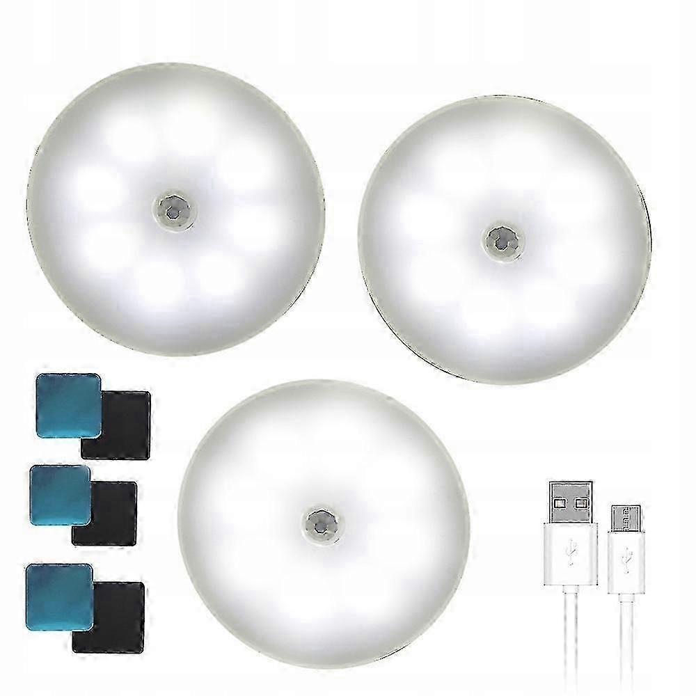 3x Led Night Lamp With Motion Sensor Wireless Magnet Wall Lamp