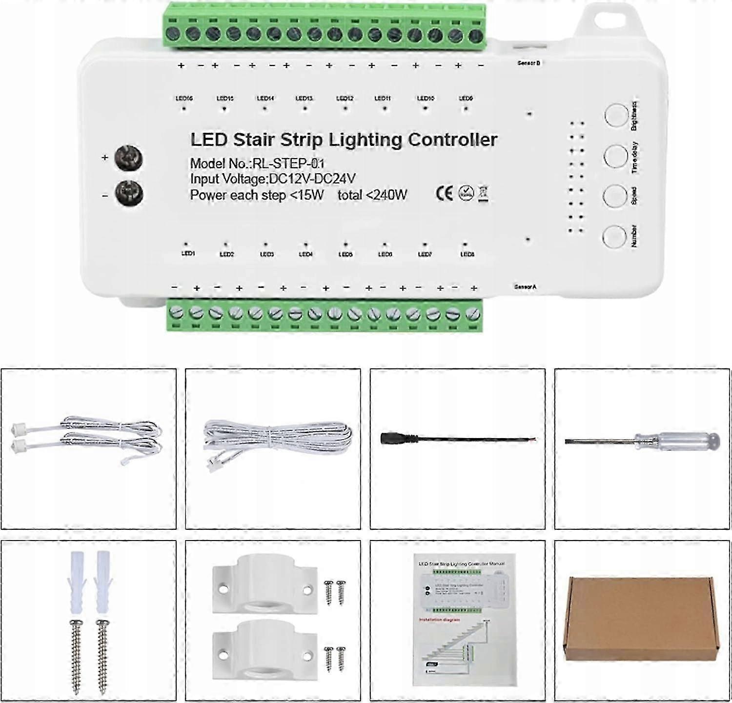 Step Controller 16 Stairs 12-24v 240w Pir Detectors