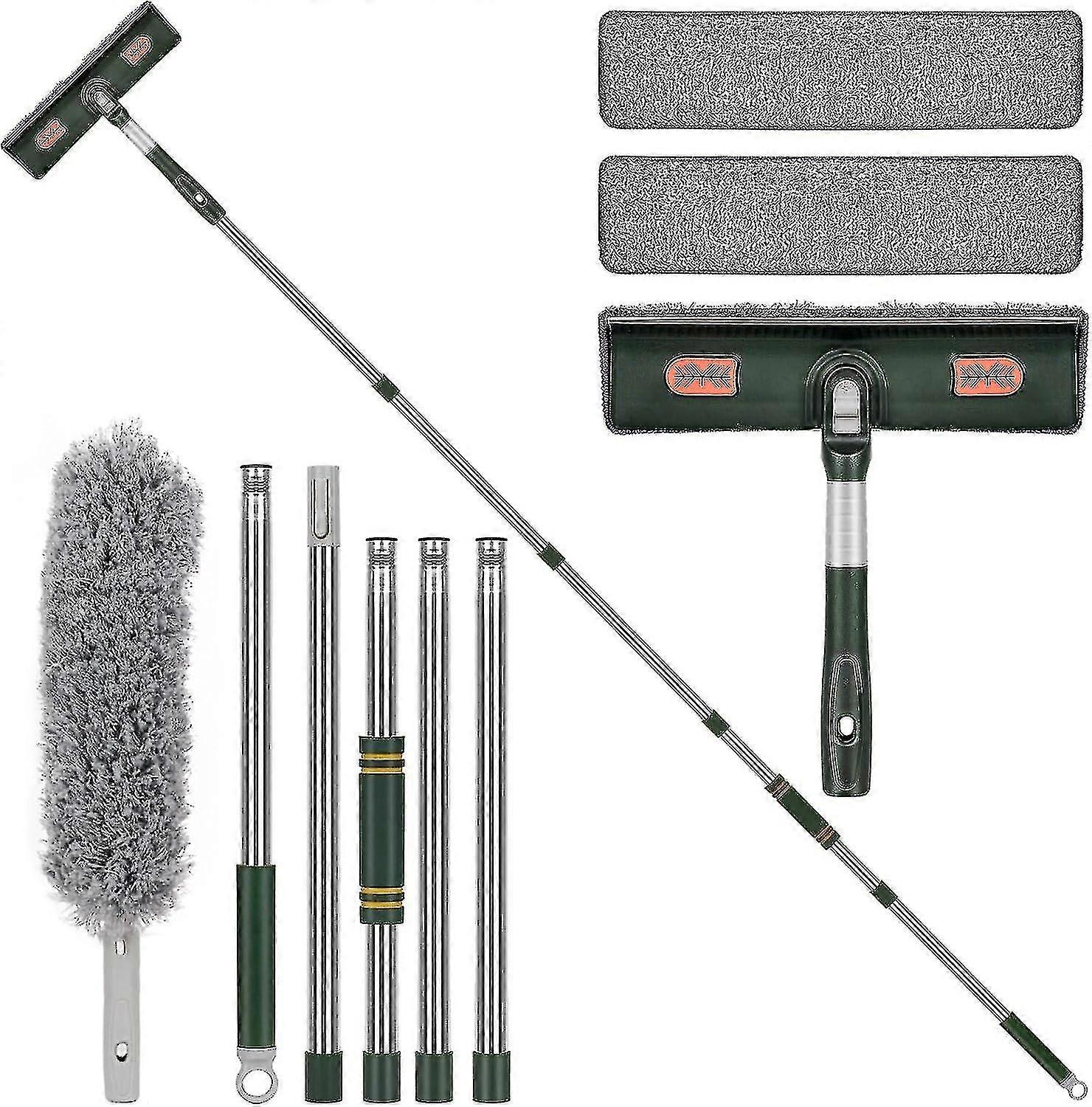 Professional Window Cleaner Tool with 2 Microfiber Cloths, 210cm Adjustable Shower Squeegee