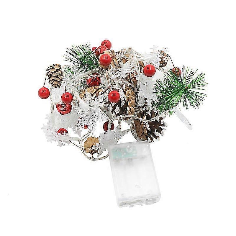 Christmas LED Snowflake Pine Cone Light String Snowman Old Man Figure Bell Red Berry Pine Needle Christmas Tree Decoration