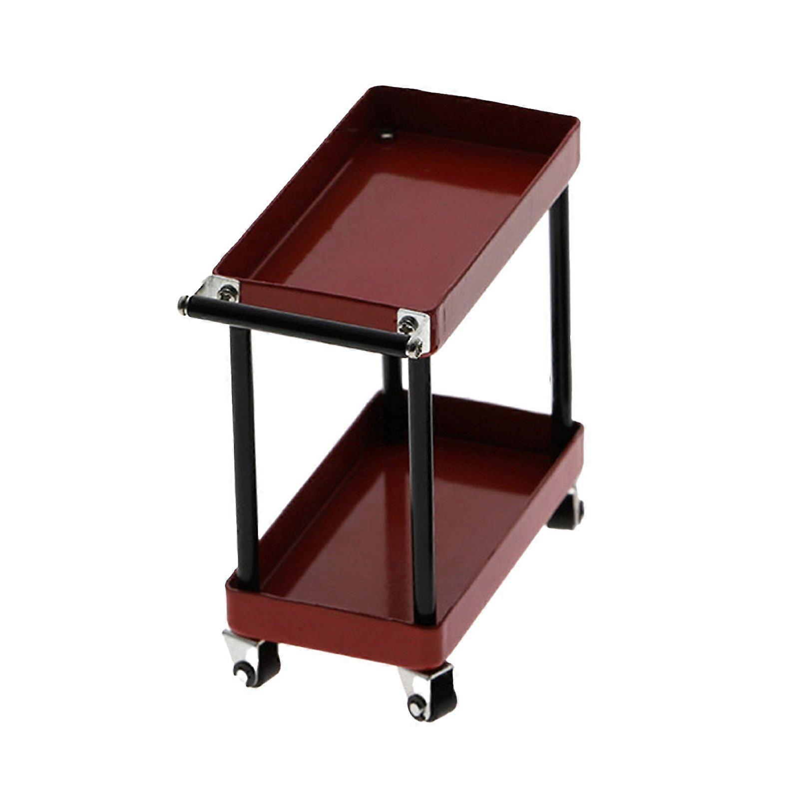 (Red)Service Tool Cart | 2-Tier Tools Storage Trolley | Mobile Workshop GarageYo