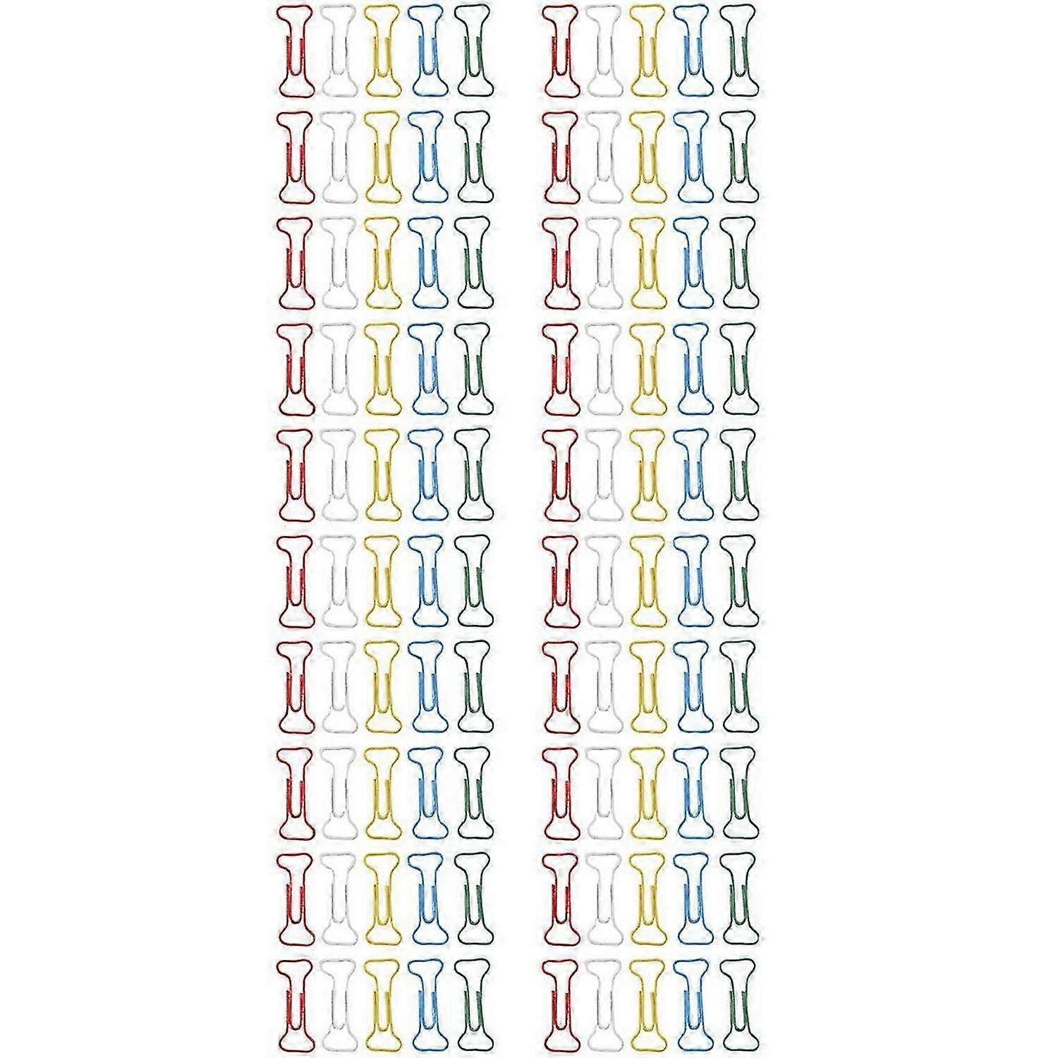 100pcs Bone Shape Multicolor Metal Paper Clips