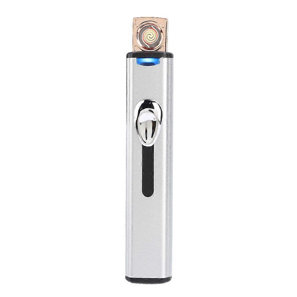 Mini USB Rechargeable Windproof Electronic Lighter 9x2cm Silver