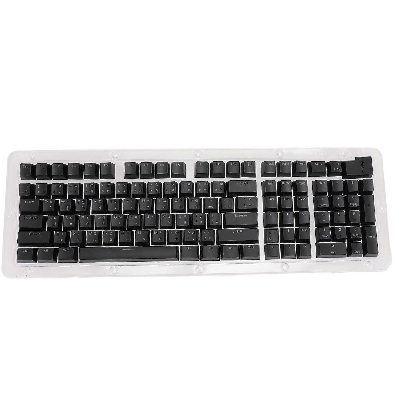 Thai Keyboard Keycaps 113 Keys Minimalist Mechanical Keyboard Keycaps for 61 64 68 84 87 96 98 100 104 108 Keys Keyboards Black