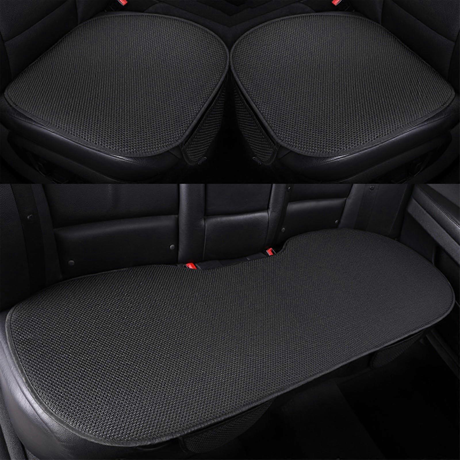 Breathable AntiSlip Viscose Filament Car Seat Covers Ice Silk Seat Pad With Pockets For Trucks, Sedans SUVs Black Full Seat