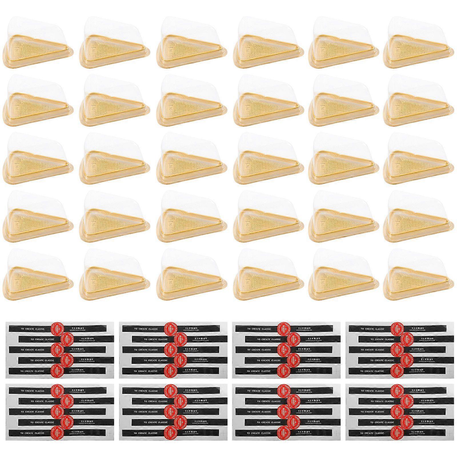 50 Sets Plastic Triangle Cake Boxes Slice Cake Box Transparent Lid Dessert Boxes