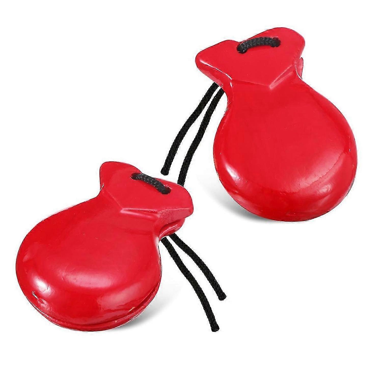 1 Pair Spanish Castanets Wood Hand Percussion Castanets(Red)